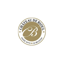 chateau de bioul made with love in Belgium logo brown yellow and white and black a big B in the middle of the circle, they organize events events, etc..